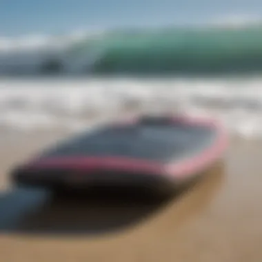 Close-up of a boogie board showcasing its unique design features