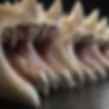 Shark teeth close-up displaying razor-sharp edges