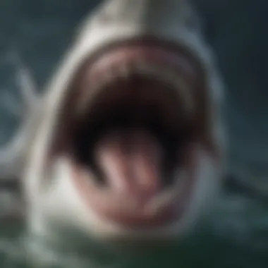 Close-up of a shark's powerful jaws and teeth