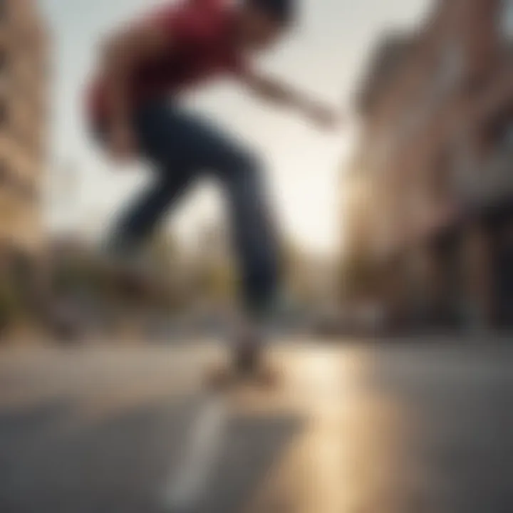 Skateboarder performing a precise trick with soft wheels