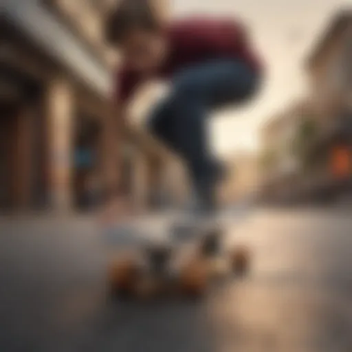 Young skater testing out a new skateboard