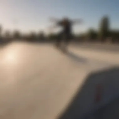 Skateboarder testing the newly built ramp