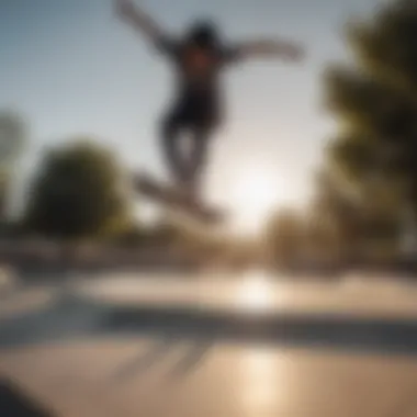 Skateboarder performing a gravity-defying flip trick