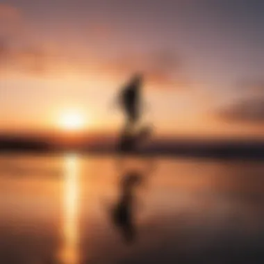 Intriguing silhouettes of skateboarders against a sunset backdrop