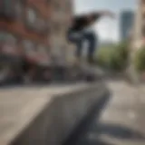 Skateboarding tricks in urban environment