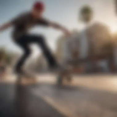 Skatexs skateboard rider executing a high-level trick