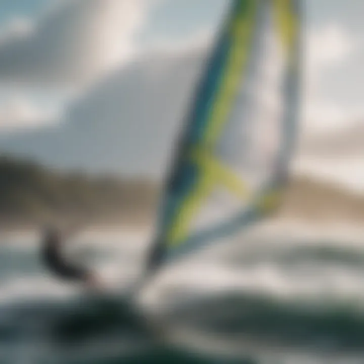 Windsurfer handling a sleek and dynamic sail