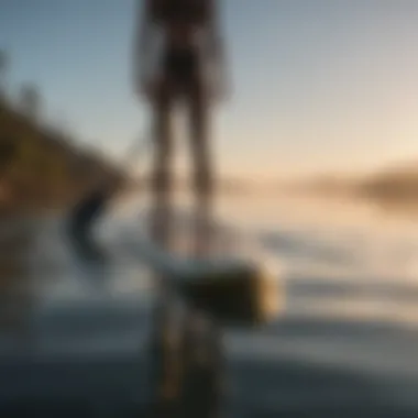 Sleek and minimalist paddle board on calm water