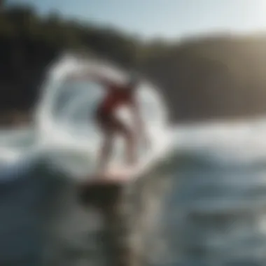 Sleek paddle board cutting through waves