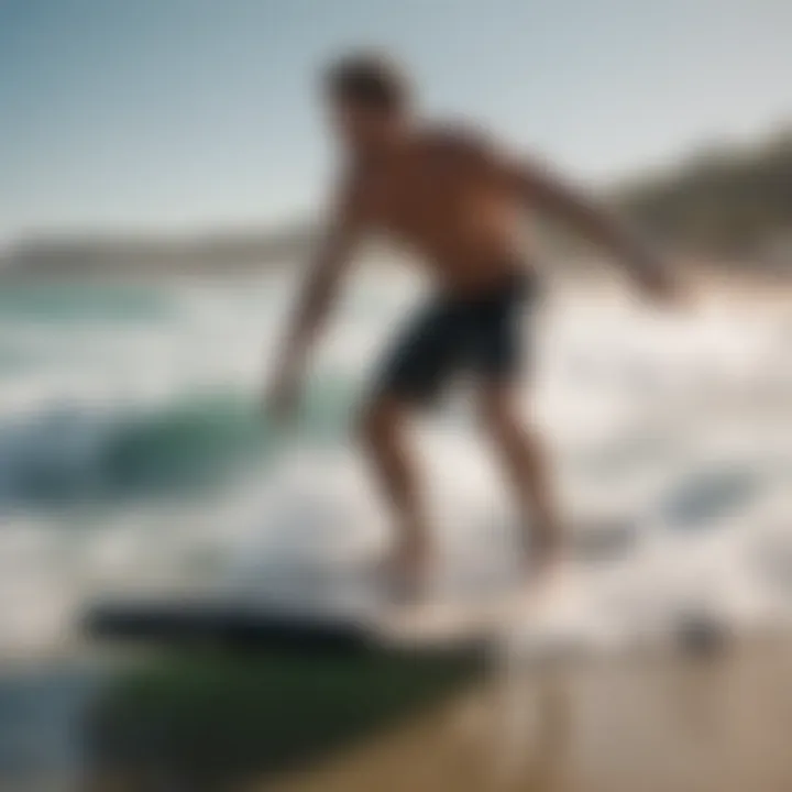 Adult surfer enjoying smooth ride on high-quality boogie board