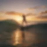 Bethany Hamilton surfing against the backdrop of a vibrant sunset