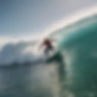 Surfer executing advanced maneuver in south west wave dynamics