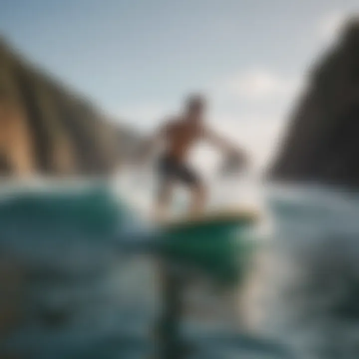 Surf enthusiast practicing balance on a stability ball