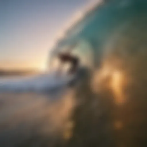 Surfer catching a barrel wave at Sunset Beach