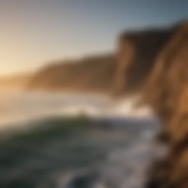 Sunset silhouette of a surfer with the iconic Dana Point cliffs