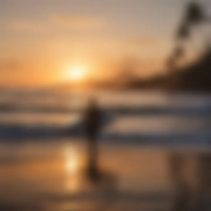 Sunset silhouette of a surfer at Osa Peninsula