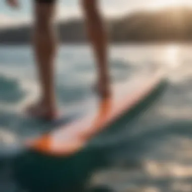 Close-up of a hydrofoil board showcasing its unique design