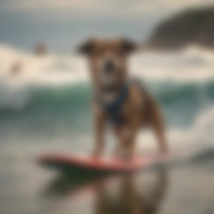 Surf Dog Ricochet interacting with children at a charity event