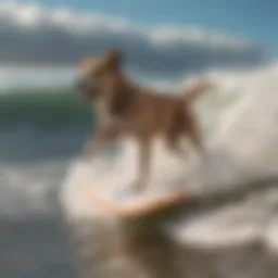 Surf Dog Ricochet surfing on a wave