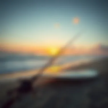 Sunrise Serenity at Naples Beach A serene view of Naples beach at sunrise with surf fishing gear