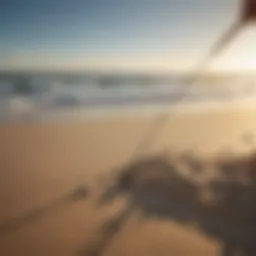 A well-set sand spike on a pristine beach, holding a fishing rod steadily.