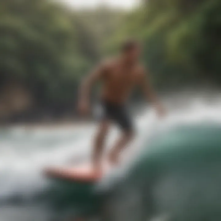 Surfer enjoying the adrenaline rush of surfing in Rincon, Puerto Rico