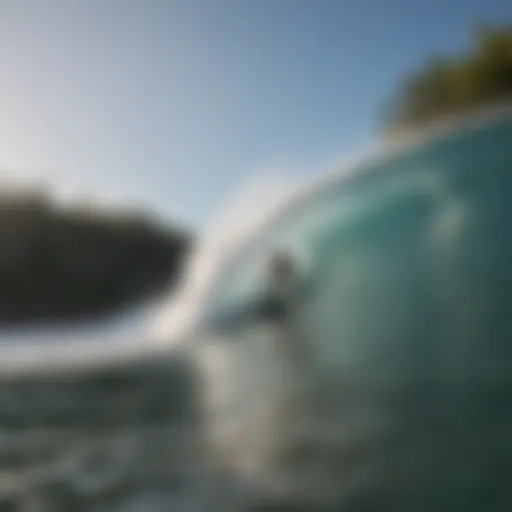 Surfer catching a wave during a lesson in Rincon, Puerto Rico