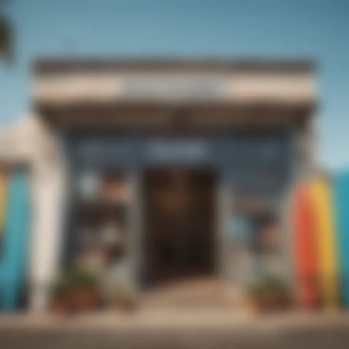 Surf Shop Front Display with Beach View