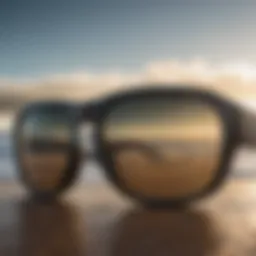A close-up view of high-performance surf sunglasses showcasing polarized lenses.