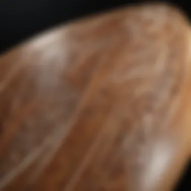 A close-up of intricate surfboard craftsmanship