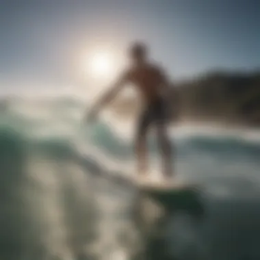 A surfer assessing their skills with a surfboard in hand