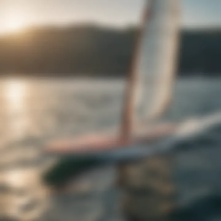 Surfboard with integrated sail kit gliding gracefully on the water