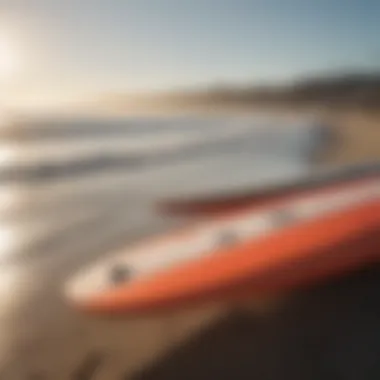 Surfboard lineup at Pacific Beach