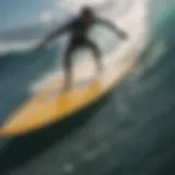 Elegantly crafted surfboard in motion