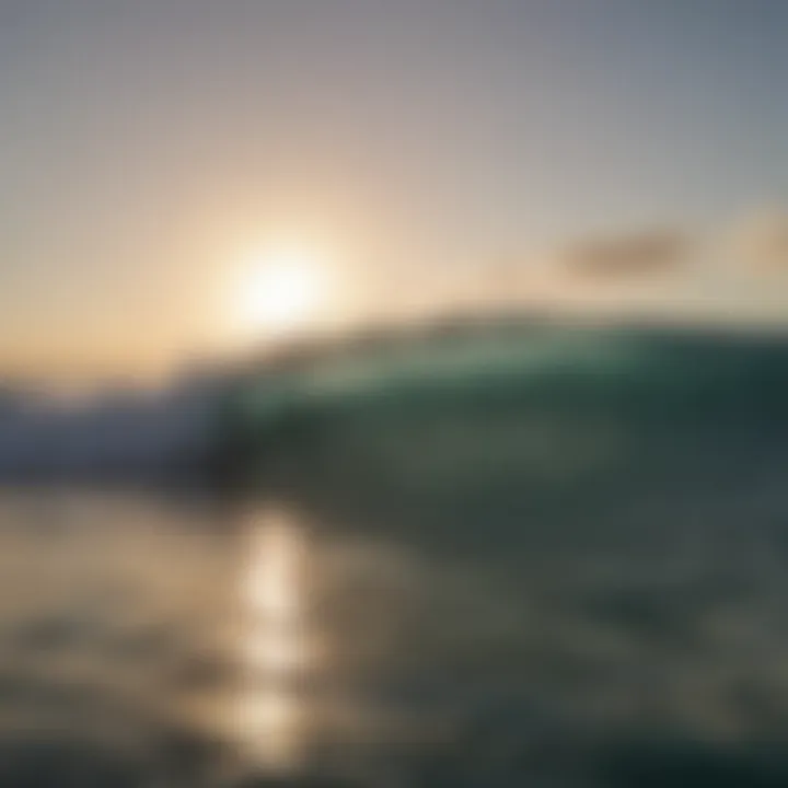 Surfboard on tranquil ocean waves