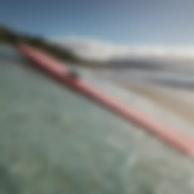 Close-up of surfboard training equipment