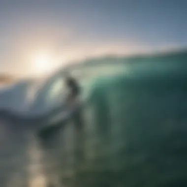 Wave Cresting Surfboarder