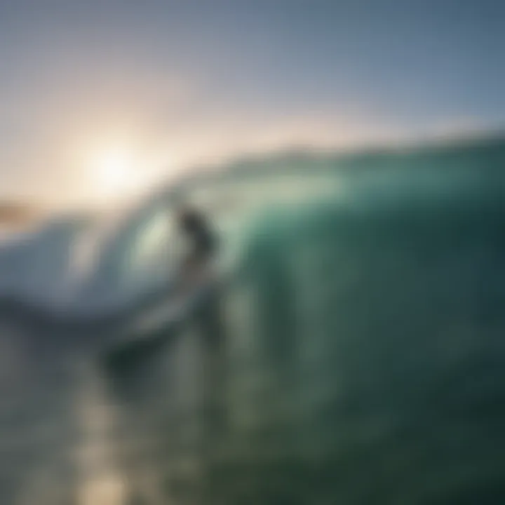 Wave Cresting Surfboarder