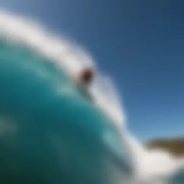 Surfboarder catching air off the lip of the half pipe