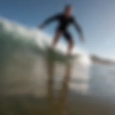 Surfboarding Enthusiast with Soft Longboard Wheels