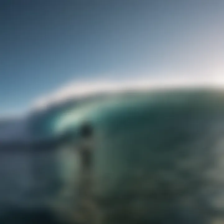 Silhouette of surfer riding a barrel wave with expertise and finesse