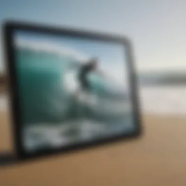 Surf 10.1 tablet showcasing surfboarding tutorial videos