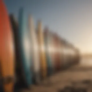 Surfboards Lining the Shore of Rockaway Beach