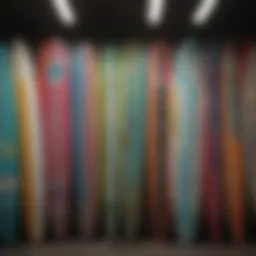 Surfboards in vibrant colors at Ron Jon Surf Shop