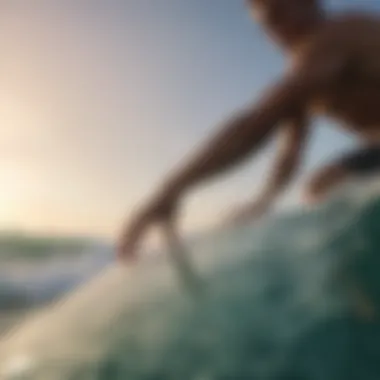 Surfer Enhancing Board with Premium Surf Wax Surfer Applying Premium Surf Wax