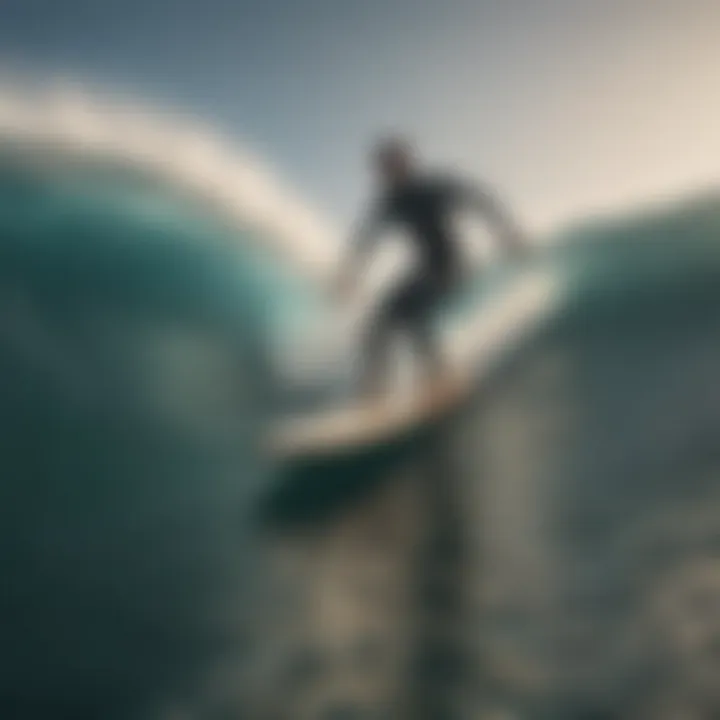 Surfer conquering waves with precision on an 8-foot board