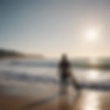 Surfer gazing at the horizon before hitting the waves