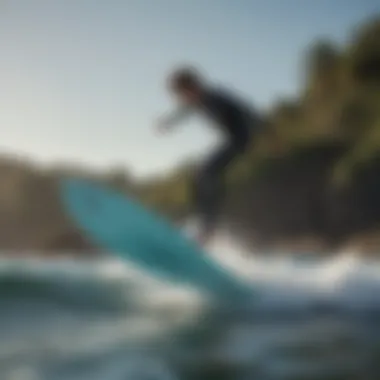 Surfer Riding High on Aqua Foil Board