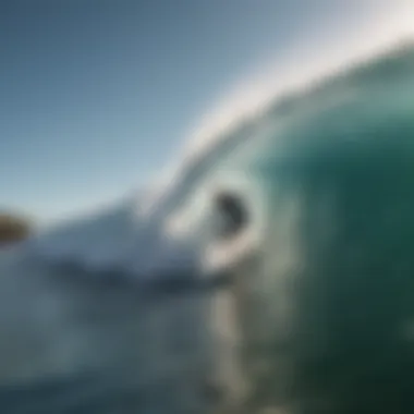 Surfer gracefully riding a wave