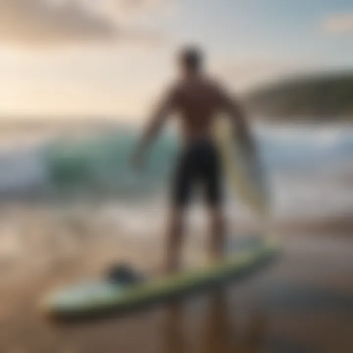 Surfer selecting a boogie board from a variety of options